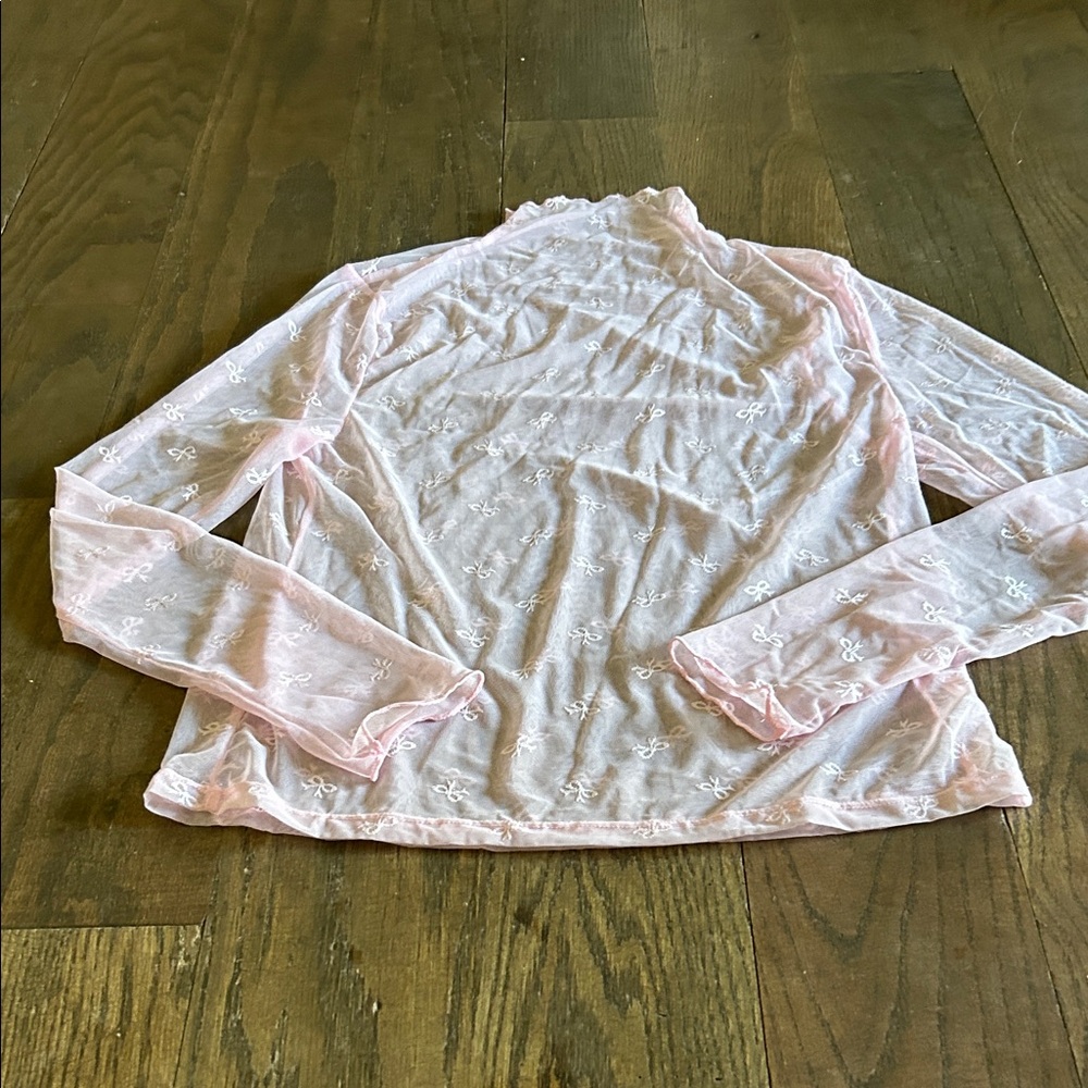 Sheer Pink Floral Embroidered Long-Sleeve Top - Women Intimates & Sleepwear